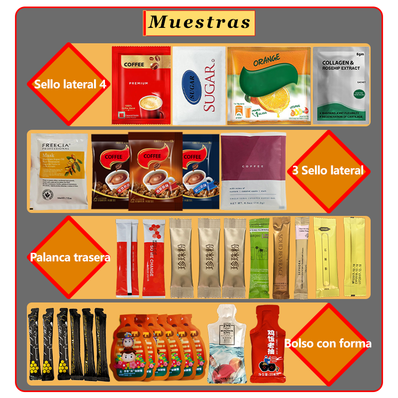 Máquina de embalaje multicapa de 4 pastillas de polvo de proteína de Lactoferrina de azúcar de café en polvo totalmente automática