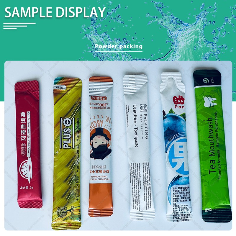 Se muestran muestras de bolsitas de embalaje de polvo de esquina redonda