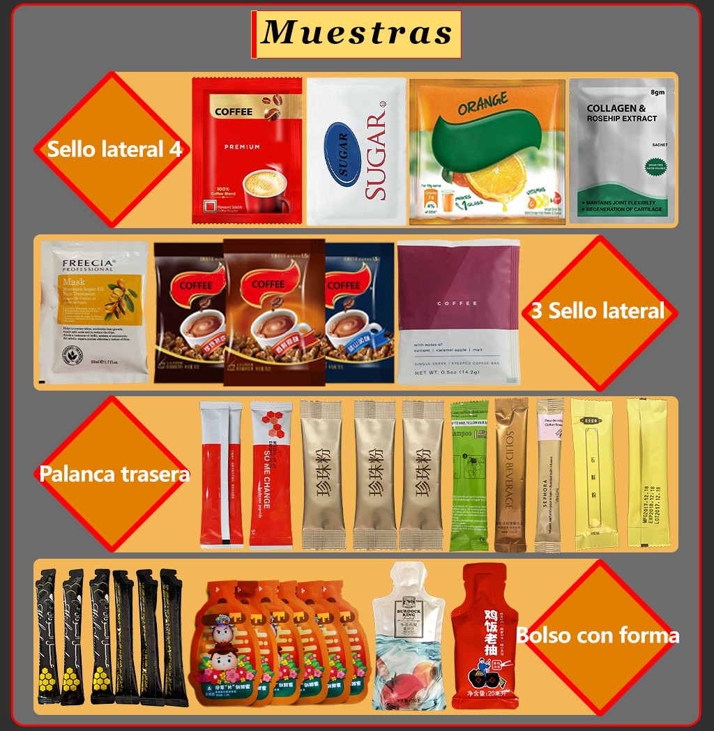 Máquina de embalaje multicapa de 4 pastillas de polvo de proteína de Lactoferrina de azúcar de café en polvo totalmente automática