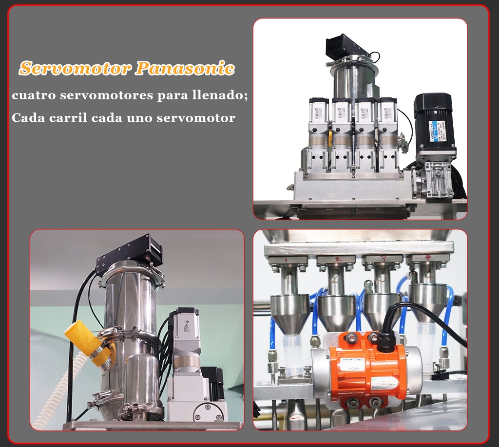 Máquina de embalaje multicapa de 4 pastillas de polvo de proteína de Lactoferrina de azúcar de café en polvo totalmente automática