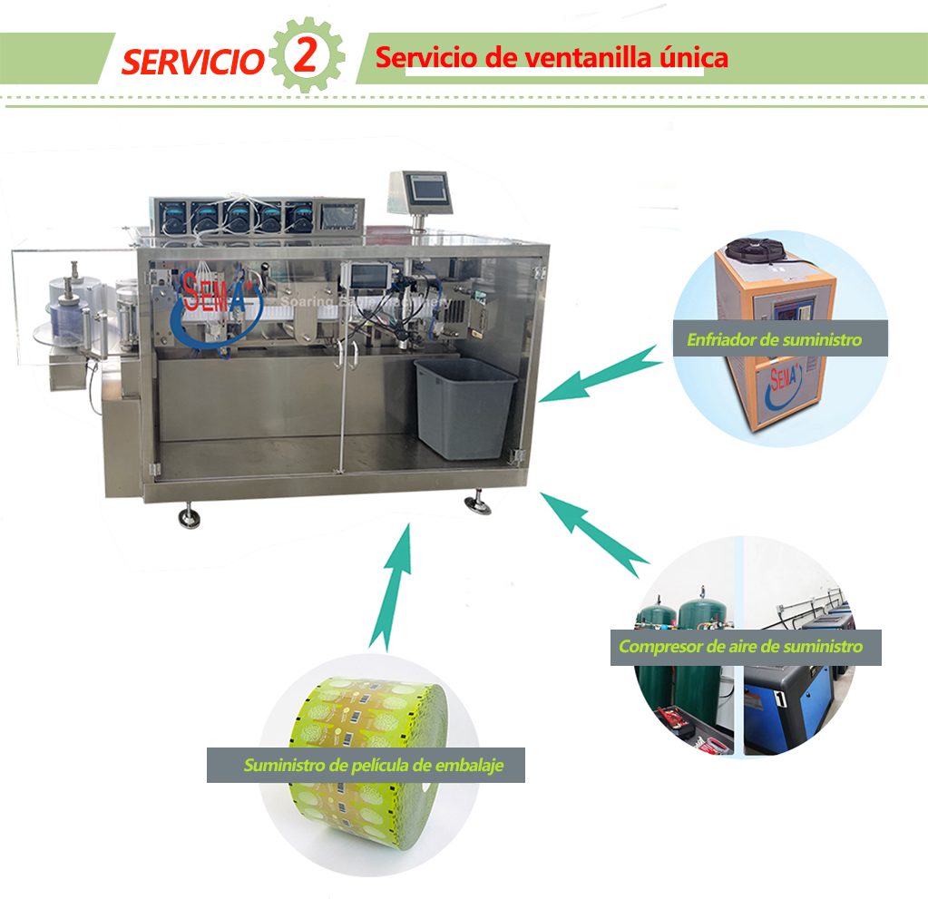 Máquina automática de llenado y embalaje sellado de ampollas de plástico en miniatura de dosis única de líquido en forma de botella de plástico